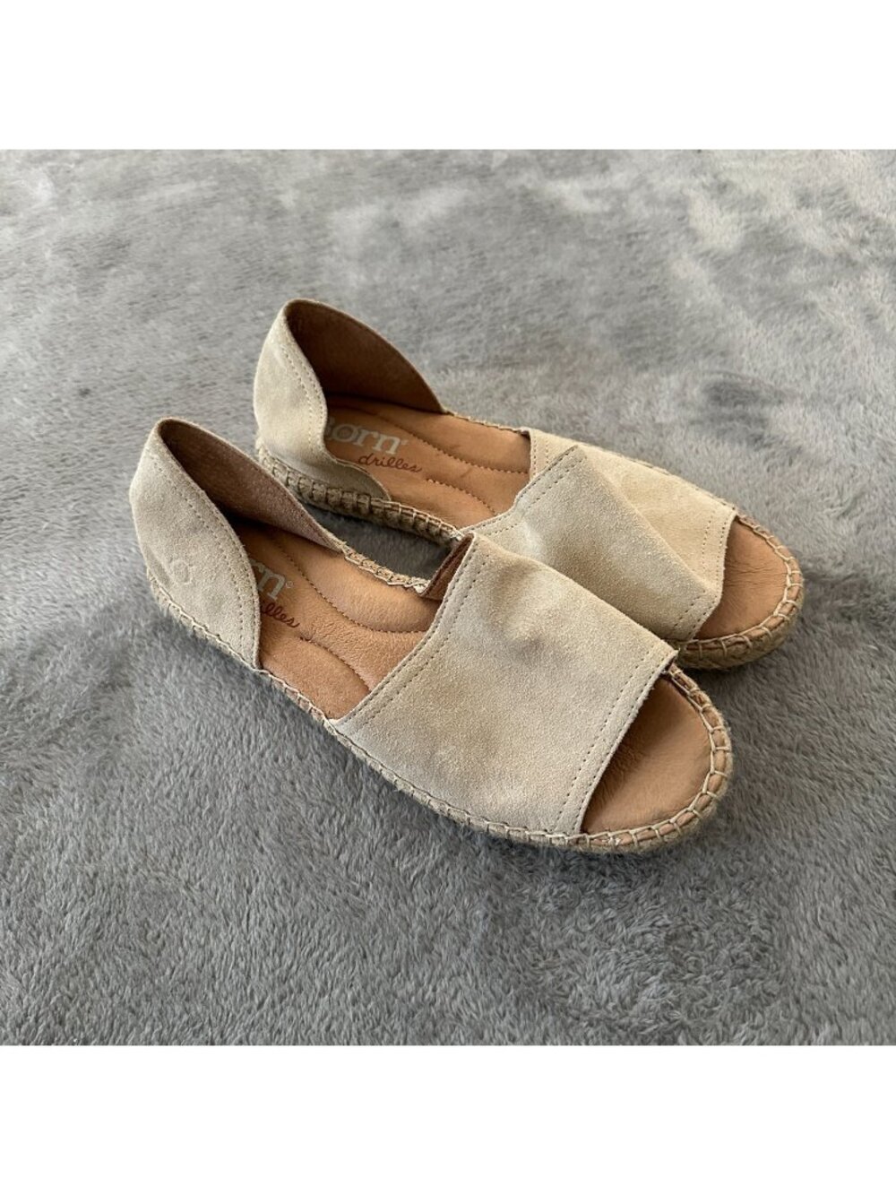 Born Drilles Leather Suede Espadrille Sandals Women's size 8 Shoes